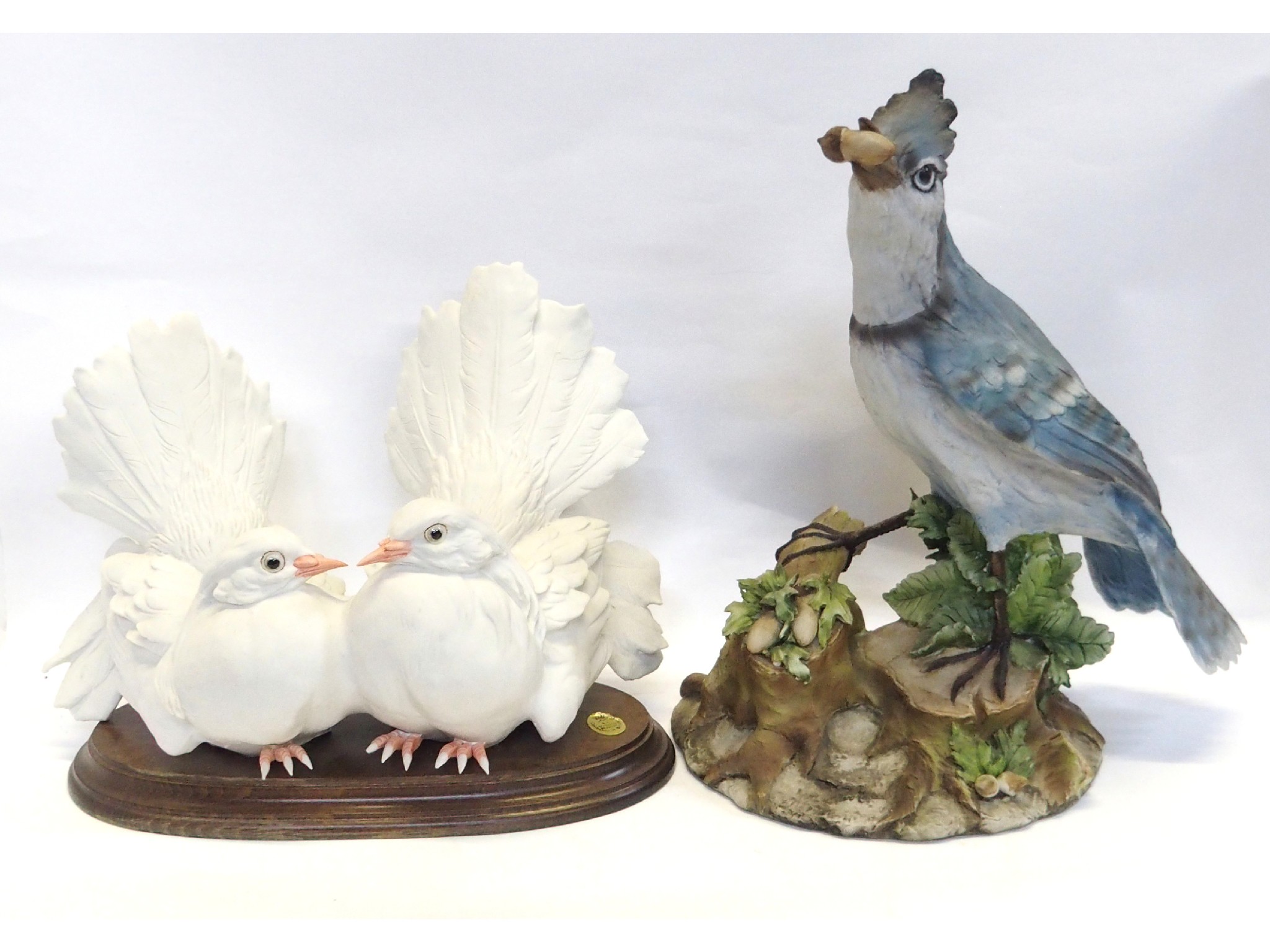 Appraisal: Two Capodimonte figure groups of birds to include a Viertasca