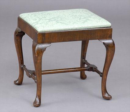 Appraisal: QUEEN ANNE-STYLE MAHOGANY STOOL The drop in seat on plain