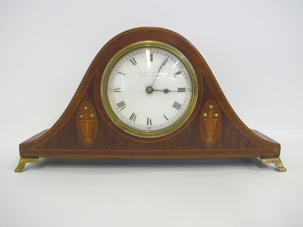 Appraisal: Edwardian mahogany Napoleon hat mantle clock the dial marked Crichton