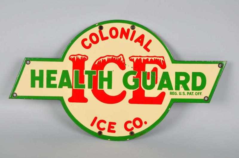 Appraisal: Porcelain Die-Cut Colonial Ice Company Sign Description Circa s to