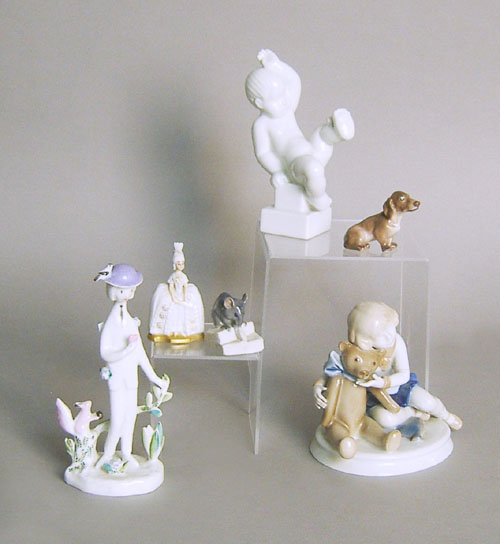 Appraisal: Three Rosenthal porcelain figures together with a Bing Grondahl putti