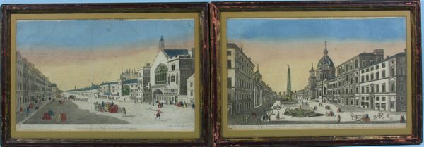 Appraisal: Two hand-colored prints by Georg Balthasar Probst German - views