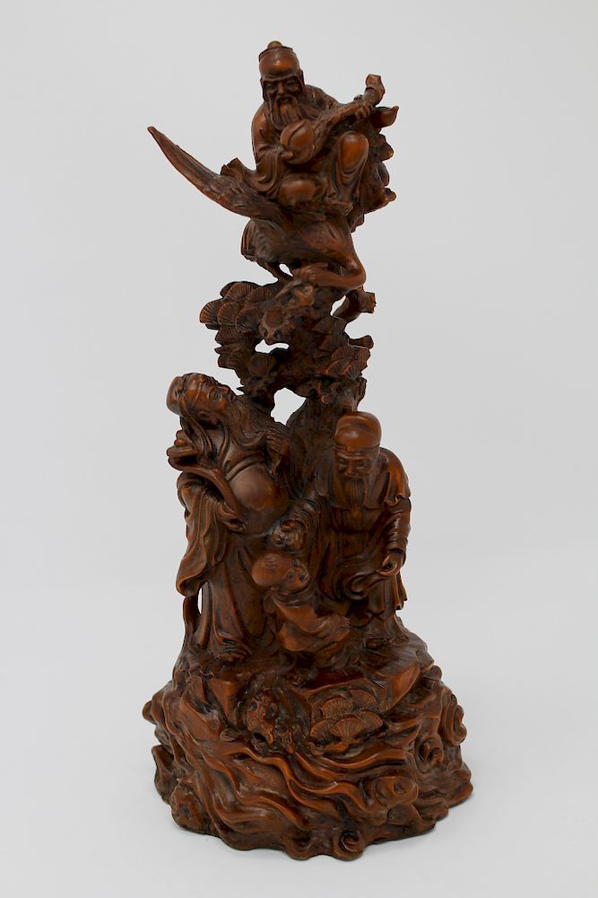 Appraisal: Carved Chinese Figural Sculpture Carved Chinese Figural Sculpture Height in