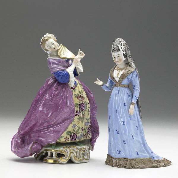 Appraisal: Two porcelain figurines th th C One marked Agnes Sorel