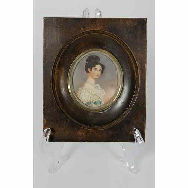 Appraisal: Painted Miniature Ivory Portrait A miniature ivory portrait of a