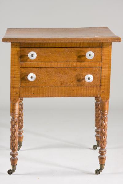 Appraisal: American Figured Maple Side Stand ca tiger and bird's eye