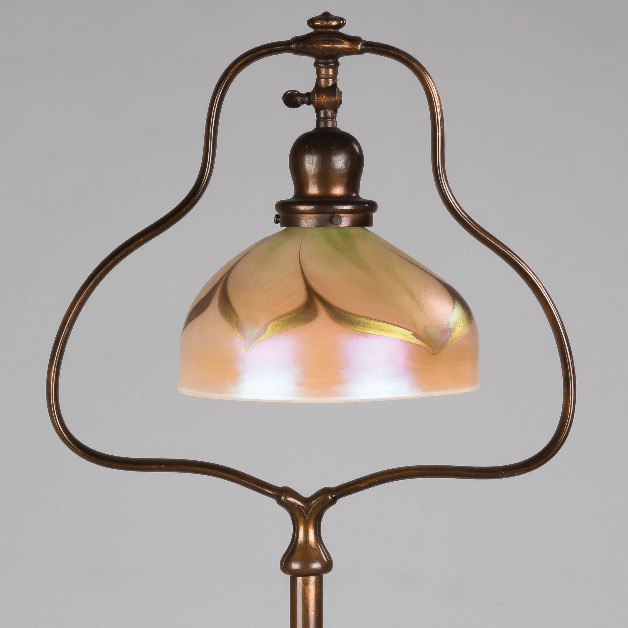 Appraisal: Handel Floor Lamp with Art Glass Shade Early th century