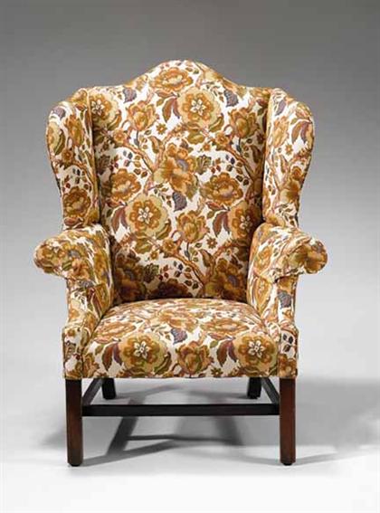 Appraisal: Chippendale mahogany upholstered wing chair possibly new york th century