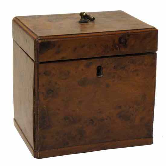 Appraisal: An English George III Burled Yew Tea Caddy circa of