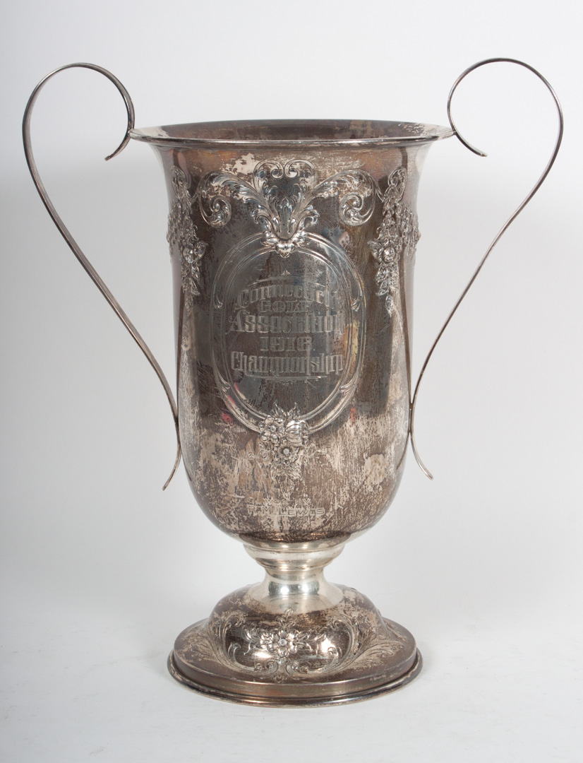 Appraisal: Meriden sterling silver trophy cup pattern B inscribed for the