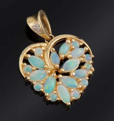 Appraisal: A Ladies' Opal Heart Pendant k yellow gold pendant set