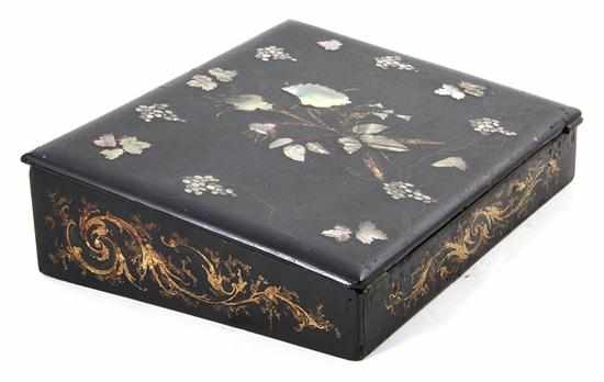 Appraisal: Victorian mother-of-pearl and gilt-decorated writing slope th century hinged cover