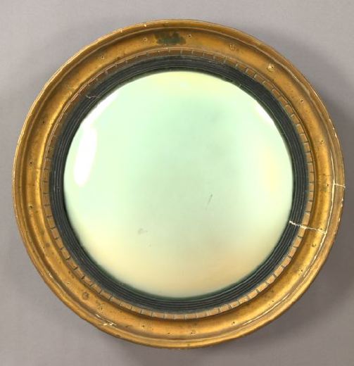 Appraisal: Anglo-American Circular Convex Bull's-Eye Giltwood Looking Glass first quarter th