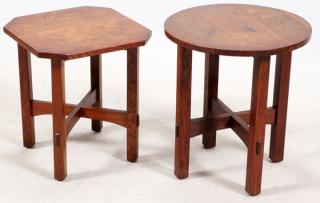 Appraisal: STICKLEY ASSOCIATED CABINETMAKERS OAK SIDE TABLES STICKLEY ASSOCIATED CABINETMAKERS OAK