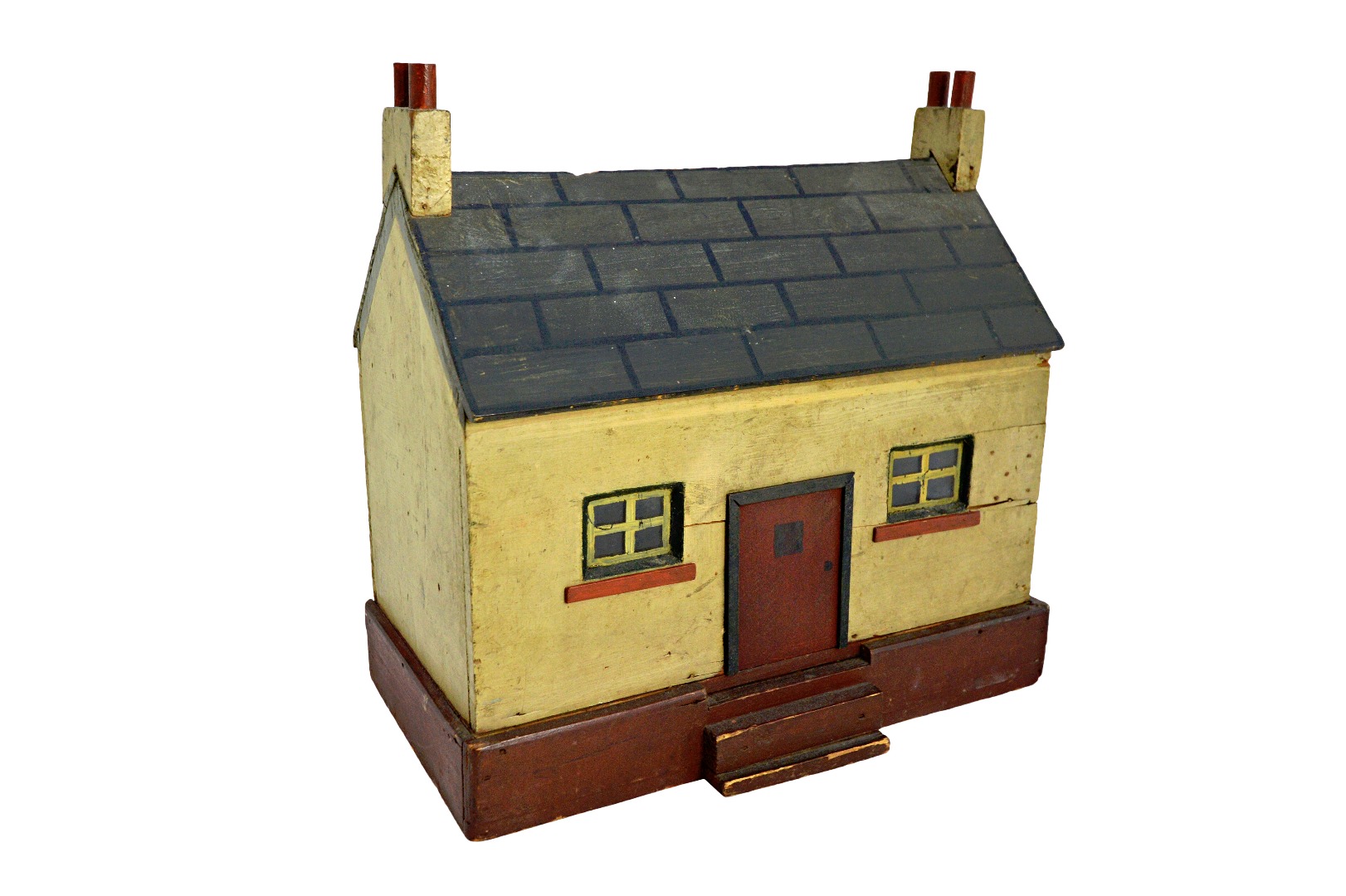 Appraisal: Folk Art a painted wooden scale model of a cottage