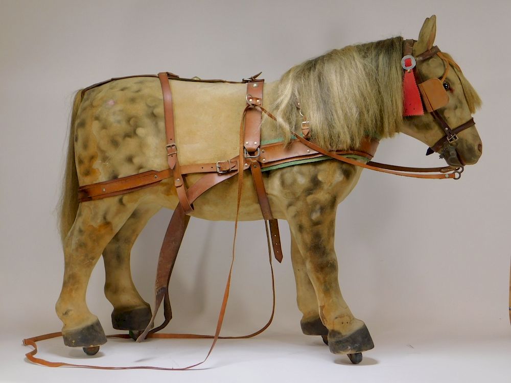 Appraisal: FINE C German Papier Mache Horse Ride On Toy Germany