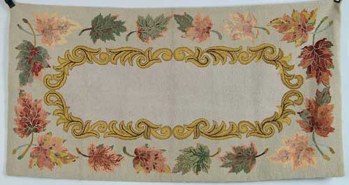 Appraisal: FINE HOOKED RUG WITH LEAVES AND SCROLL DESIGN Light tan