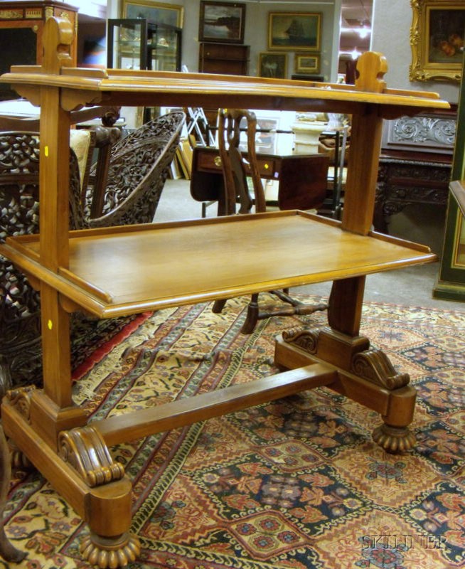 Appraisal: Regency-style Carved Mahogany Two-Tier Server