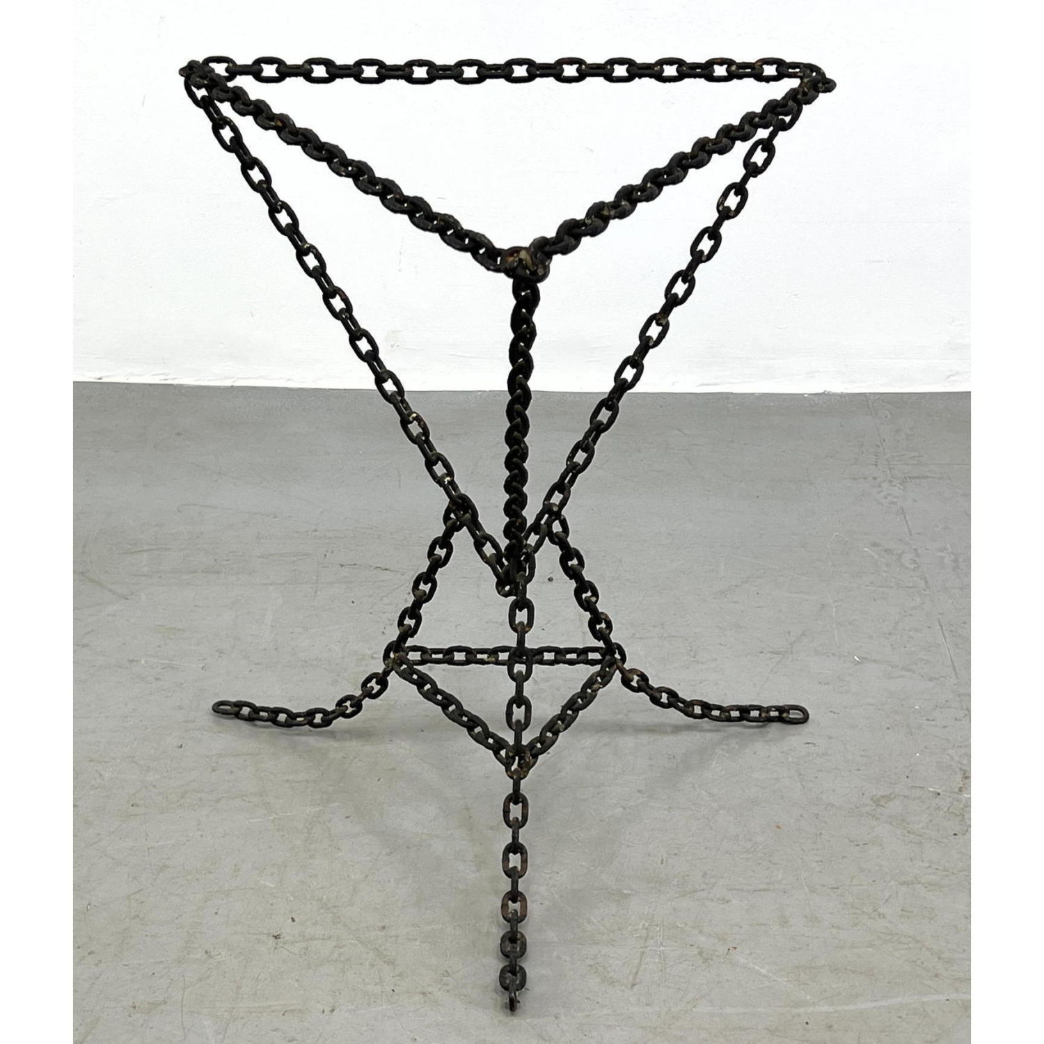 Appraisal: Welded Chain Link Small Table Base tripod Base No Glass