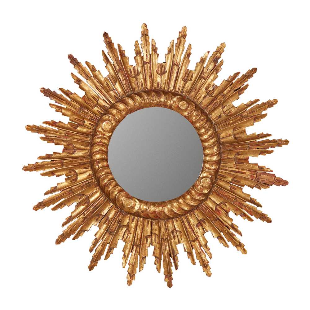 Appraisal: CONTINENTAL GILTWOOD SUNBURST MIRROR LATE TH CENTURY the circular plate