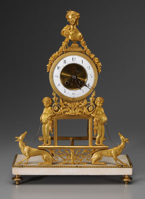 Appraisal: German neoclassical shelf clock gilt bronze engine-turned drum case enameled