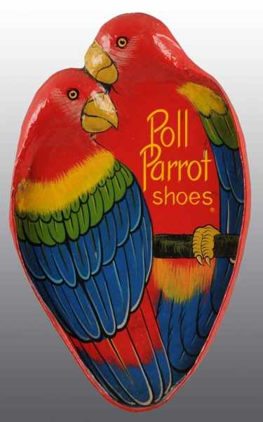 Appraisal: Paper Mache Poll Parrot Shoes Sign Description s to s