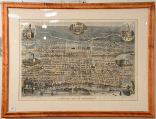 Appraisal: Harpers Weekly May hand colored engraving Bird's-eye View of Philadelphia