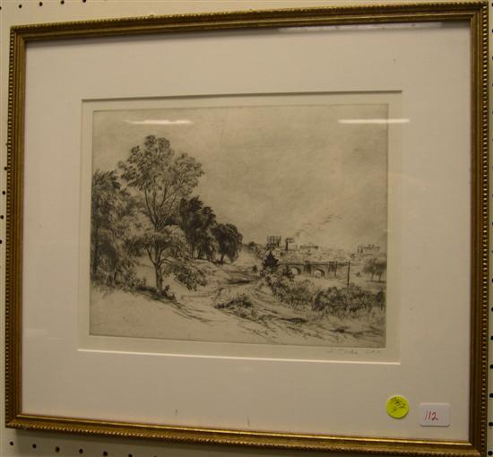 Appraisal: Steven Csoka - etching man under tree in foreground city