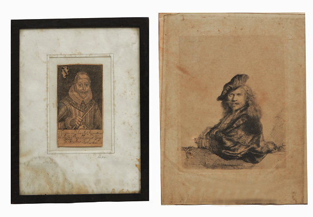 Appraisal: AFTER REMBRANDT SELF PORTRAIT etching on laid paper with 'VAN