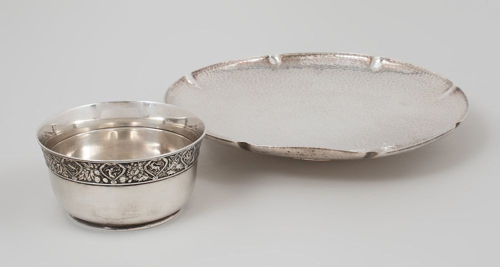 Appraisal: Gorham Silver 'Zodiac' Bowl and Whiting Planished Silver Compote Each