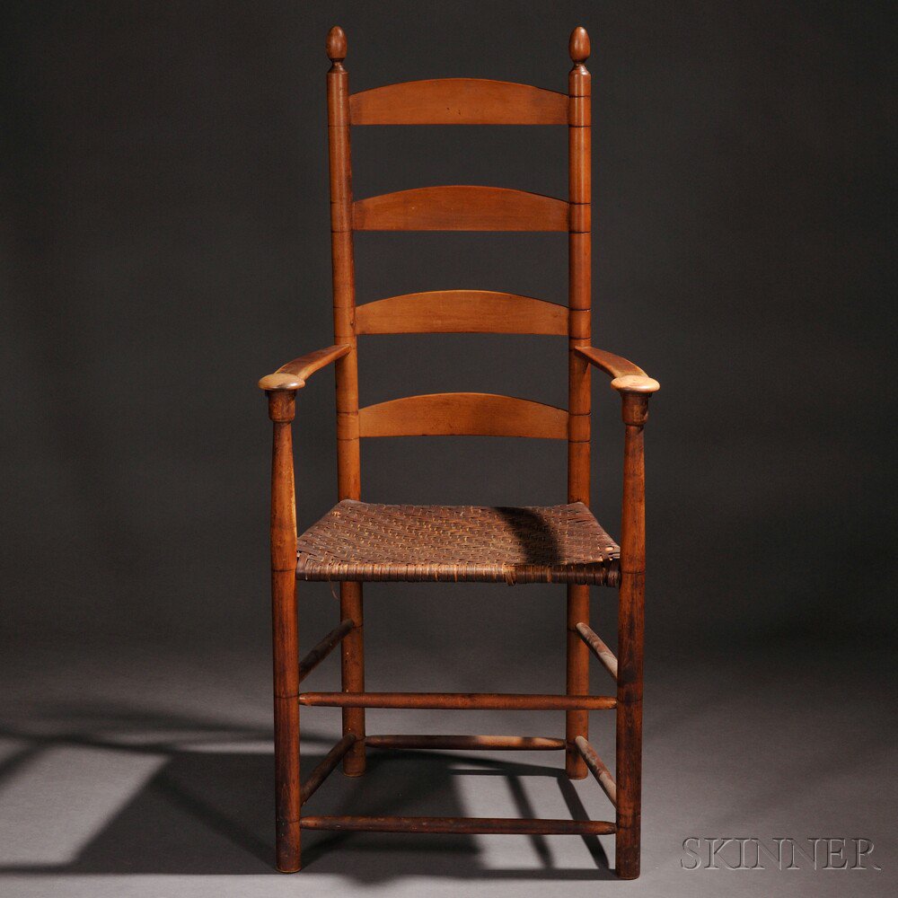 Appraisal: Shaker Armchair probably Lillian Perkins and William Barlow New Lebanon