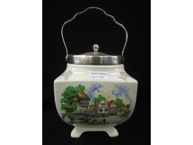 Appraisal: Sandland Porcelain Biscuit Jar village scene