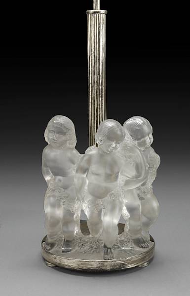 Appraisal: A Lalique frosted glass figural group of putti Now mounted