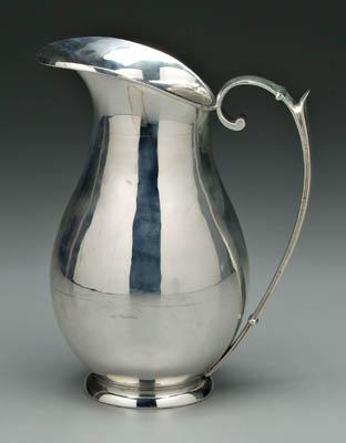 Appraisal: Danish style sterling pitcher pear form with scroll handle and