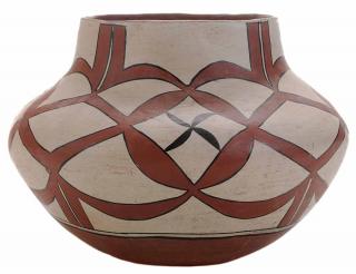 Appraisal: Acoma Pueblo Pottery Decorated Jar American th century unsigned polychrome