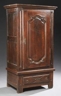 Appraisal: Diminutive French Carved Mahogany Bonnetiere th c the stepped ogee