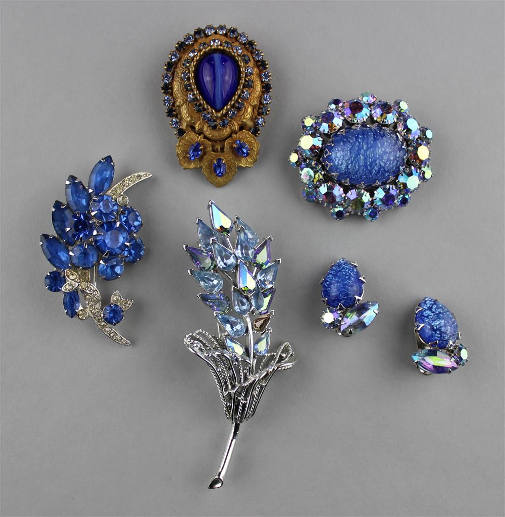 Appraisal: COLLECTION OF CORO EISENBERG ICE AND ROBERT IN BLUE RHINESTONES