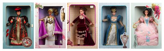 Appraisal: Sale Lot Five The Great Eras Collection Barbies model including