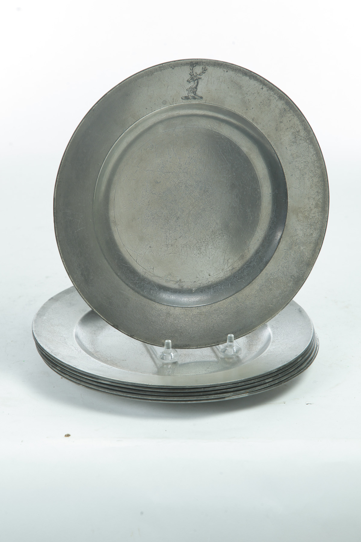 Appraisal: SIX ENGLISH PEWTER PLATES Second half- th century Touch marks