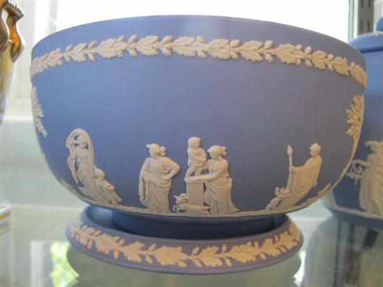 Appraisal: WEDGWOOD BLUE AND WHITE JASPER CLASSICAL THEMED BOWL AND UNDERPLATE