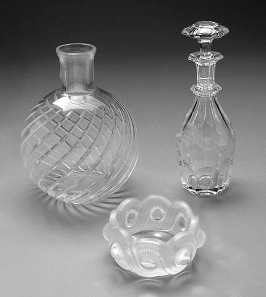 Appraisal: A group of two Baccarat crystal articles and a Lalique