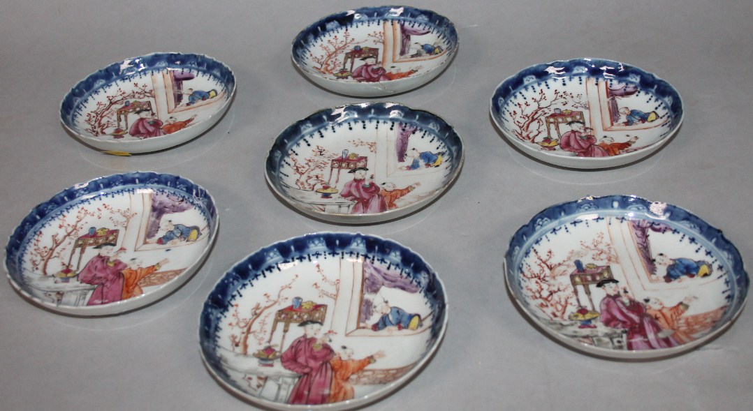 Appraisal: A near matching set of thC Cantonese saucers each polychrome