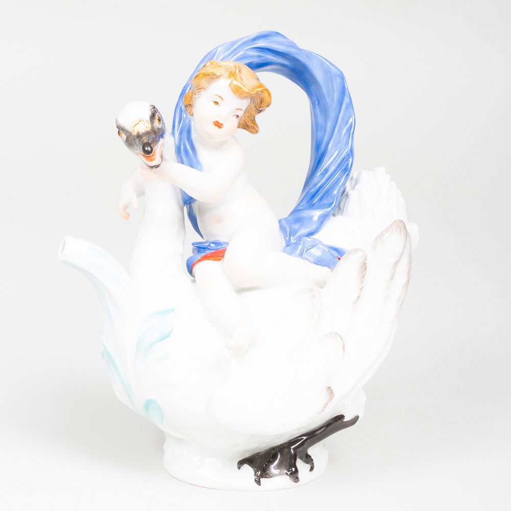 Appraisal: Meissen Porcelain 'Swan Service' Teapot and Cover Blue crossed sword