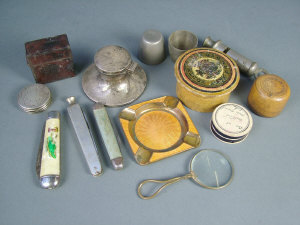 Appraisal: Miscellaneous items including a silver capstain inkwell clasp knives and