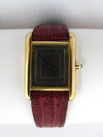 Appraisal: Cartier Lady's K Vermeil Tank Style Watch three tone dial