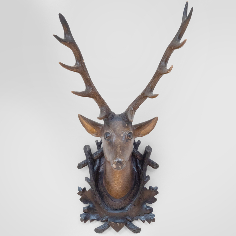 Appraisal: PAINTED WOOD DEER-FORM TROPHY x in Condition In good overall