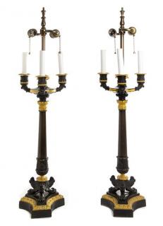 Appraisal: A Pair of Louis Philippe Style Patinated and Gilt Bronze