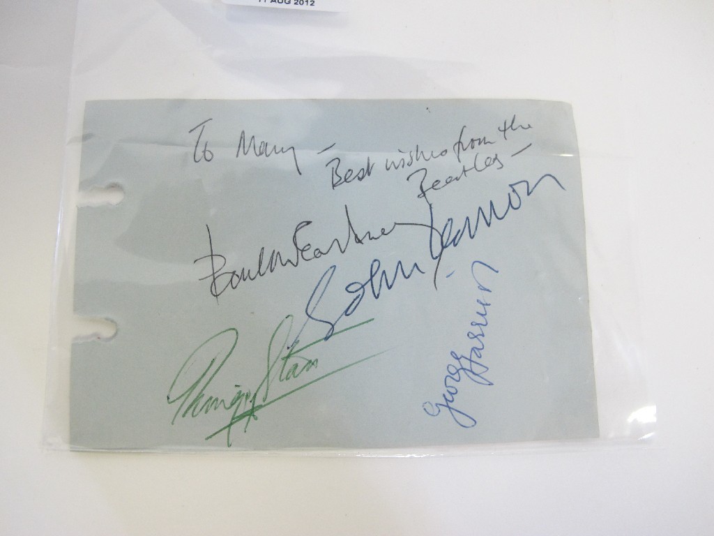 Appraisal: The Beatles autographs - Paul McCartney John Lennon George Harrison