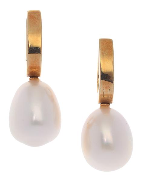 Appraisal: A PAIR OF SOUTH SEA PEARL EARRINGS Each earring set