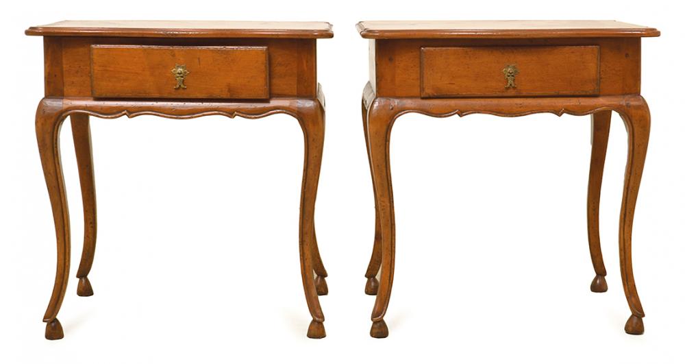 Appraisal: A PAIR OF FRENCH PROVINCIAL STYLE BEDSIDE TABLES Each with